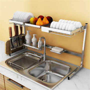 Stainless Steel Kitchen Shelf Rack Plate Dish Rack Drying Drain...